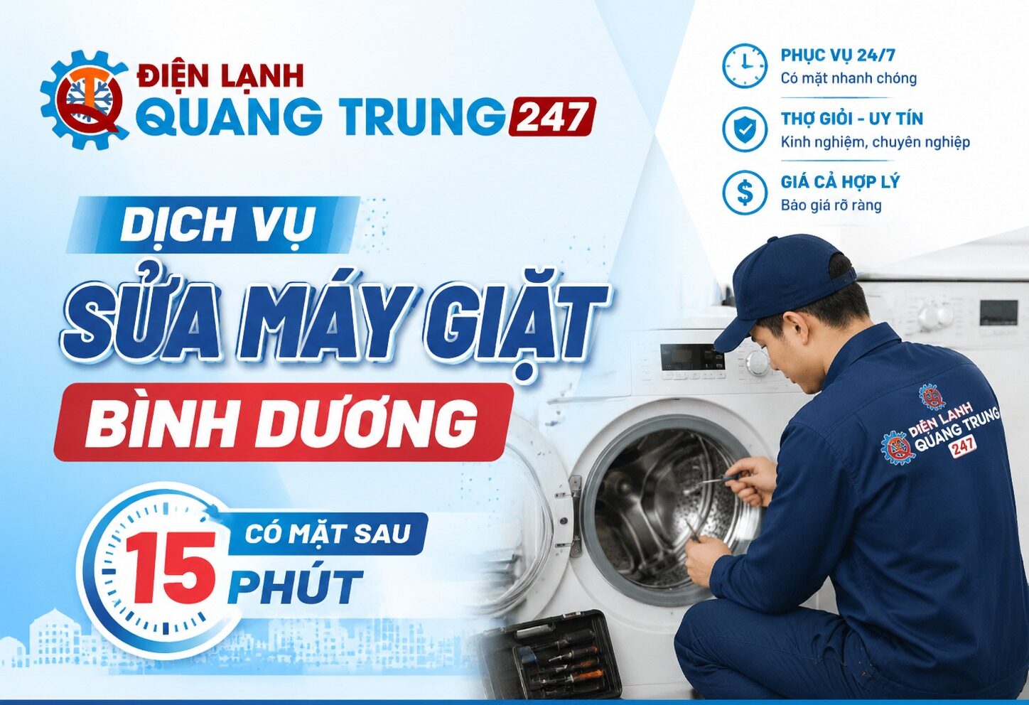 Dịch Vụ Sửa Máy Giặt Bình Dương Có Mặt Sau 15 Phút