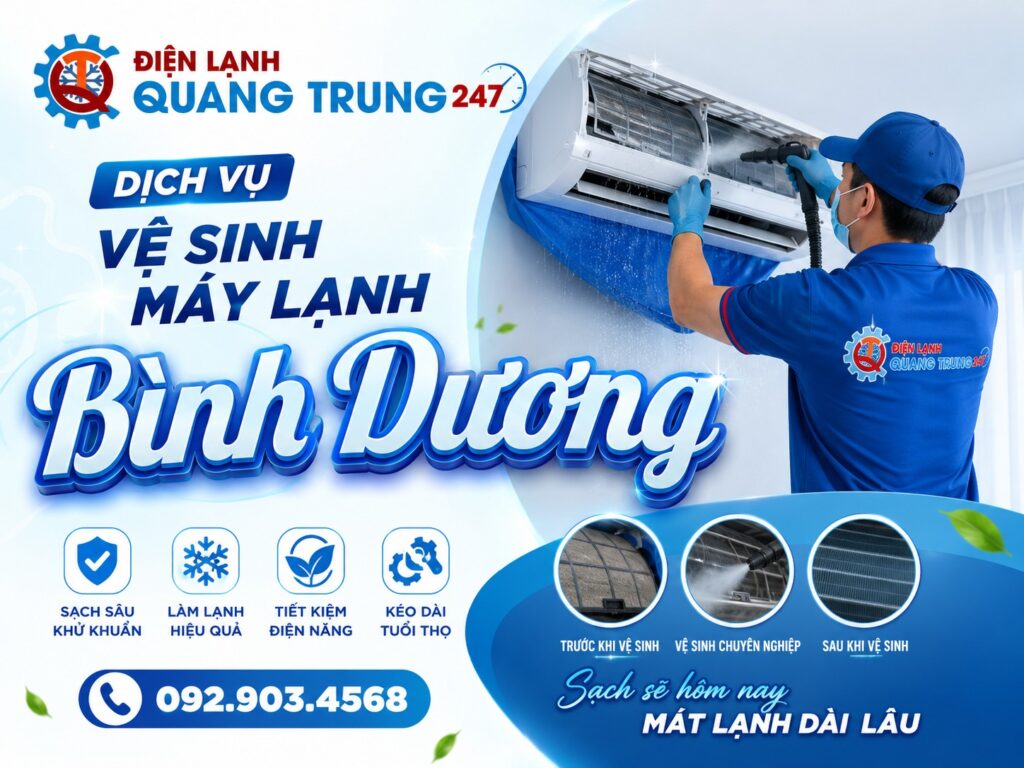 Bảo dưỡng máy lạnh, bơm gas máy lạnh tại Bình Dương