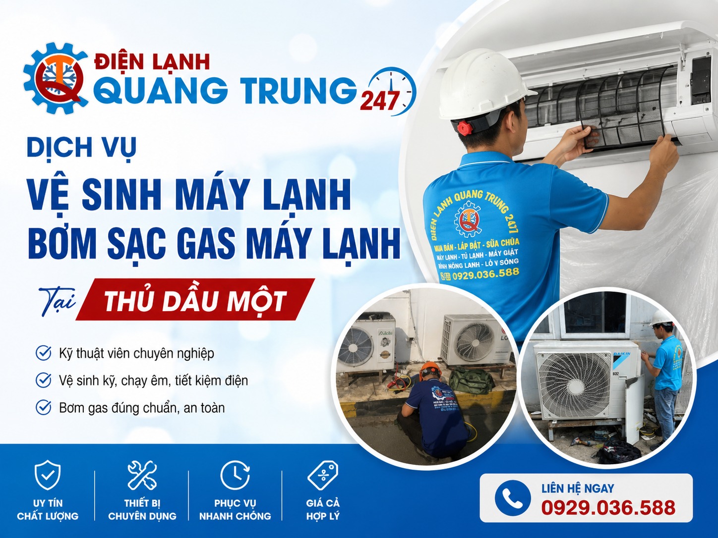 Dịch vụ vệ sinh máy lạnh, bơm sạc gas máy lạnh tại Thủ Dầu Một
