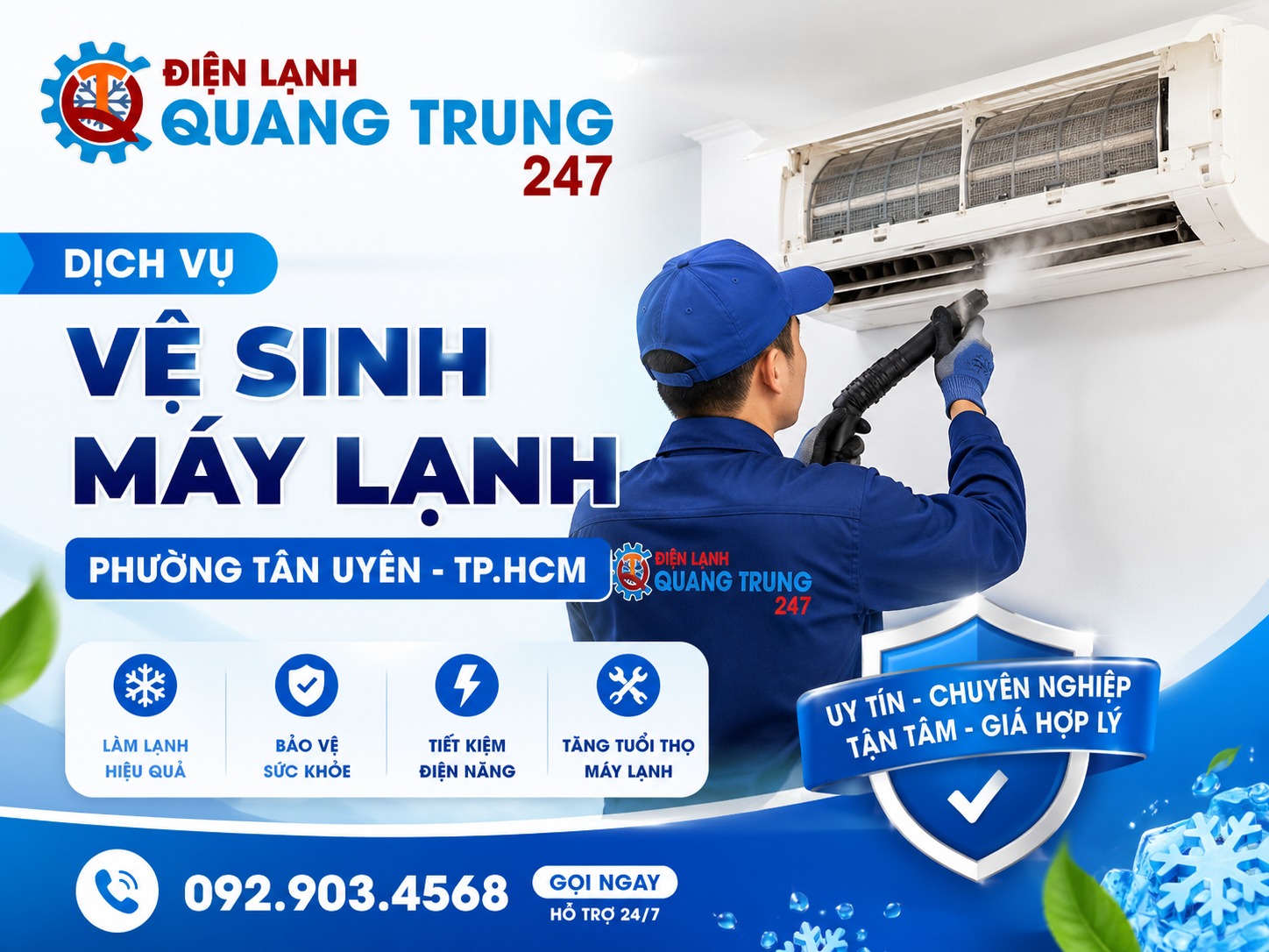 Dịch vụ vệ sinh máy lạnh, bơm gas máy lạnh tại Tân Uyên Bình Dương 2 Dịch vụ vệ sinh máy lạnh phường Tân Uyên - TP.HCM