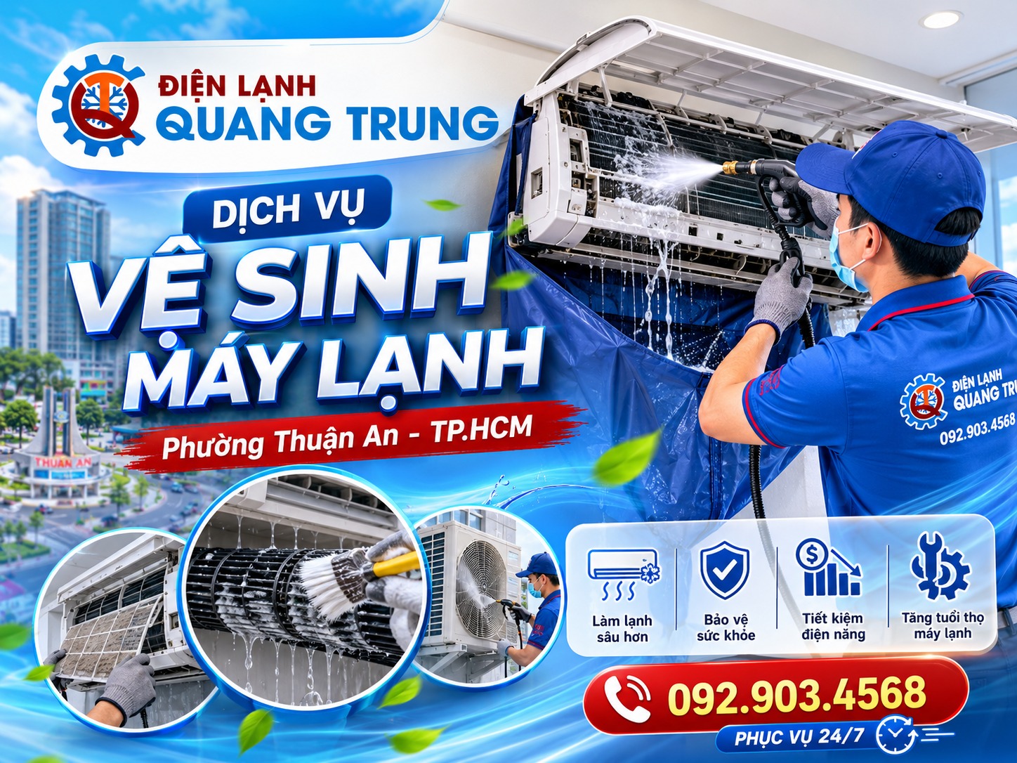 Dịch vụ vệ sinh máy lạnh phường Thuận An