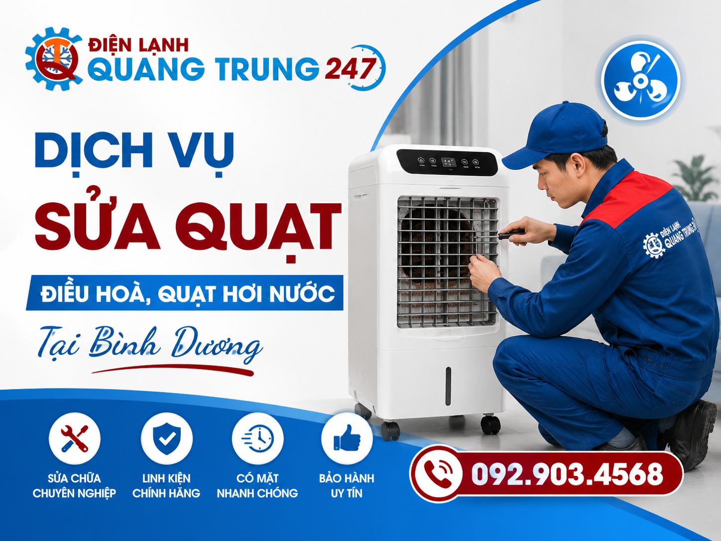 Dịch Vụ Sửa Quạt Điều Hoà, Sửa Quạt Hơi Nước Tại Bình Dương Uy Tín, Giá Rẻ Tận Nơi 2 Sửa Quạt Điều Hoà