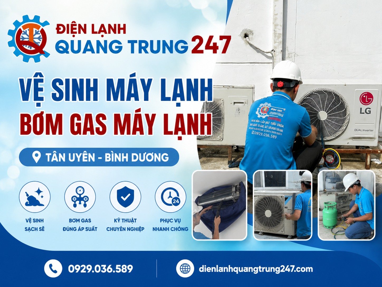 ve sinh may lanh bom gas may lanh Tan Uyen