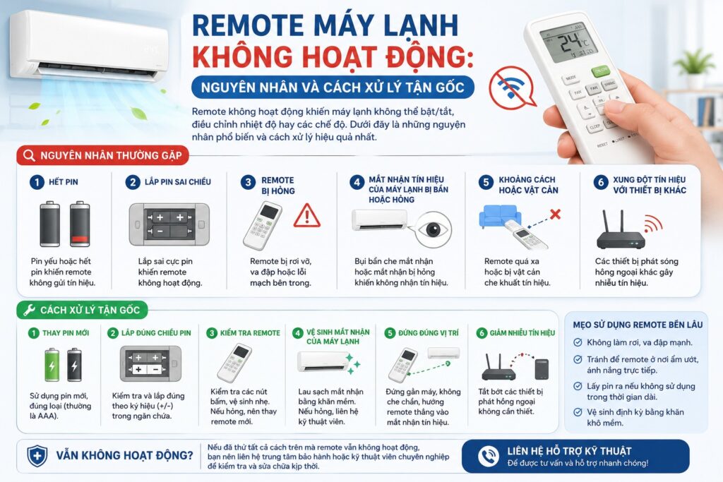 Remote Máy Lạnh Không Hoạt Động: Nguyên Nhân Và Cách Xử Lý Tận Gốc
