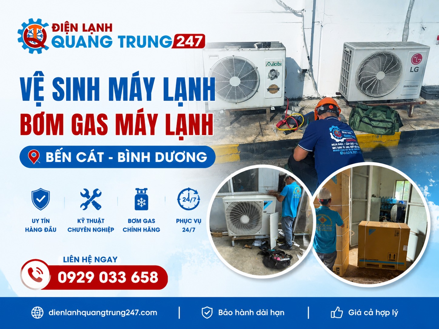 Dịch vụ vệ sinh máy lạnh, bơm gas máy lạnh tại Tân Uyên Bình Dương
