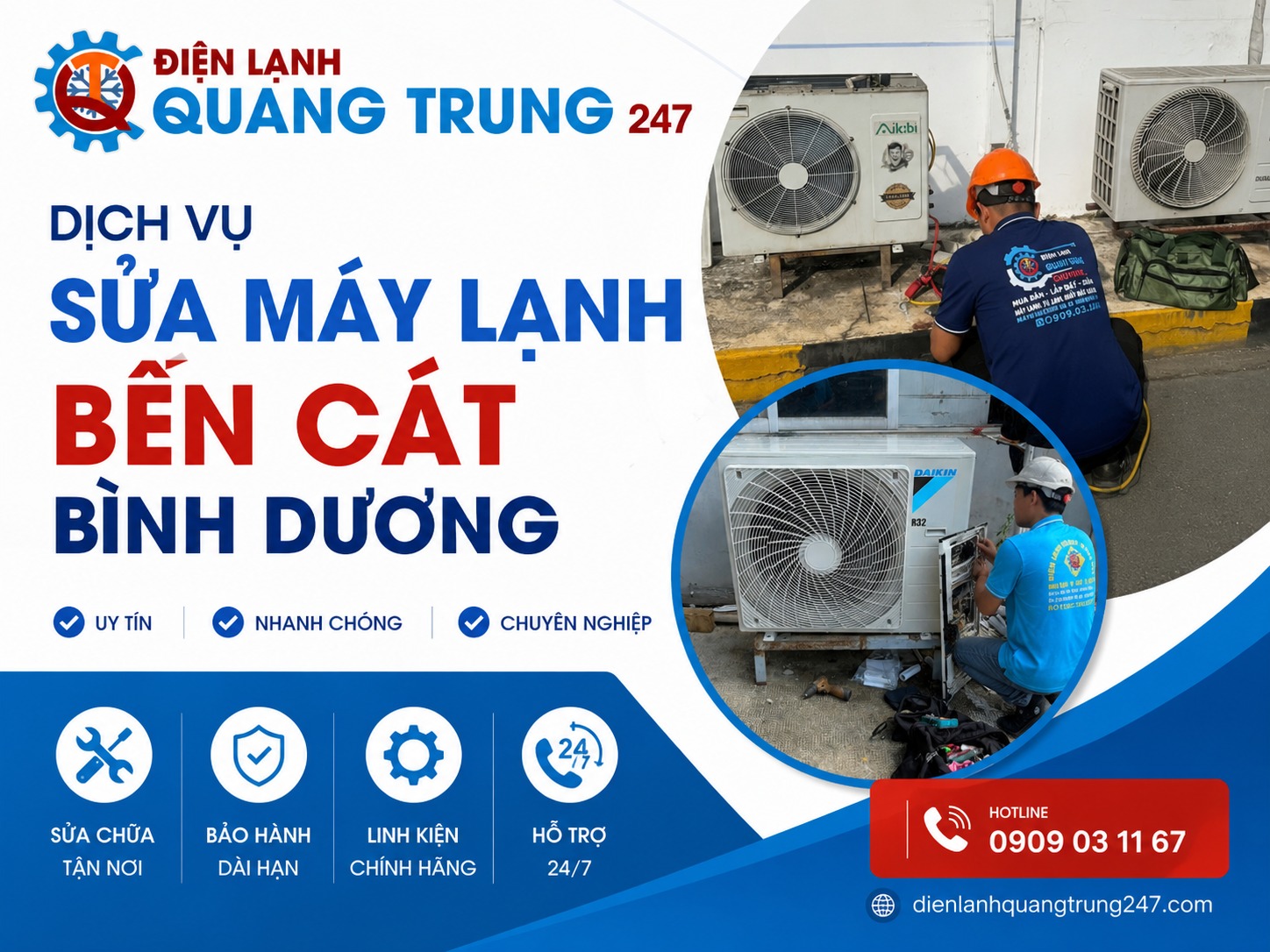 Sửa máy lạnh Bến Cát Bình Dương