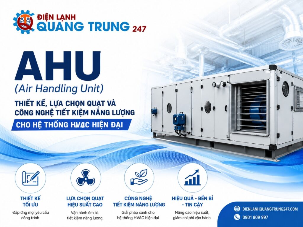 AHU Trong HVAC: Nguyên Lý Thiết Kế, Chọn Quạt và Tối Ưu Vận Hành