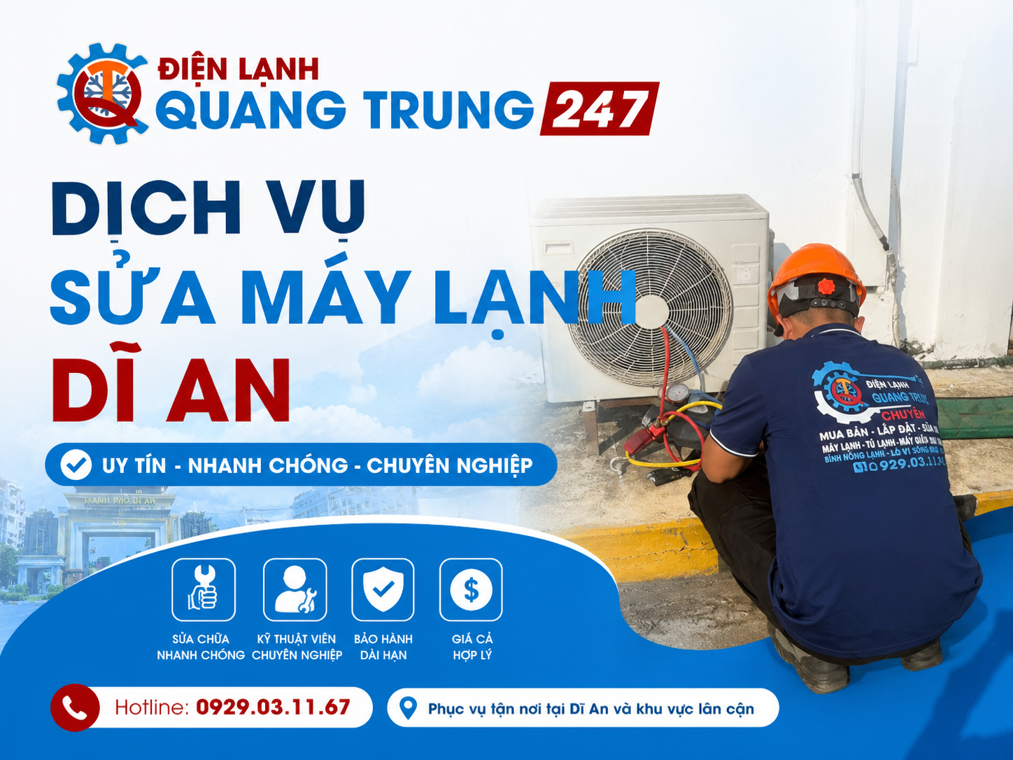 Dịch vụ sửa máy lạnh Dĩ An